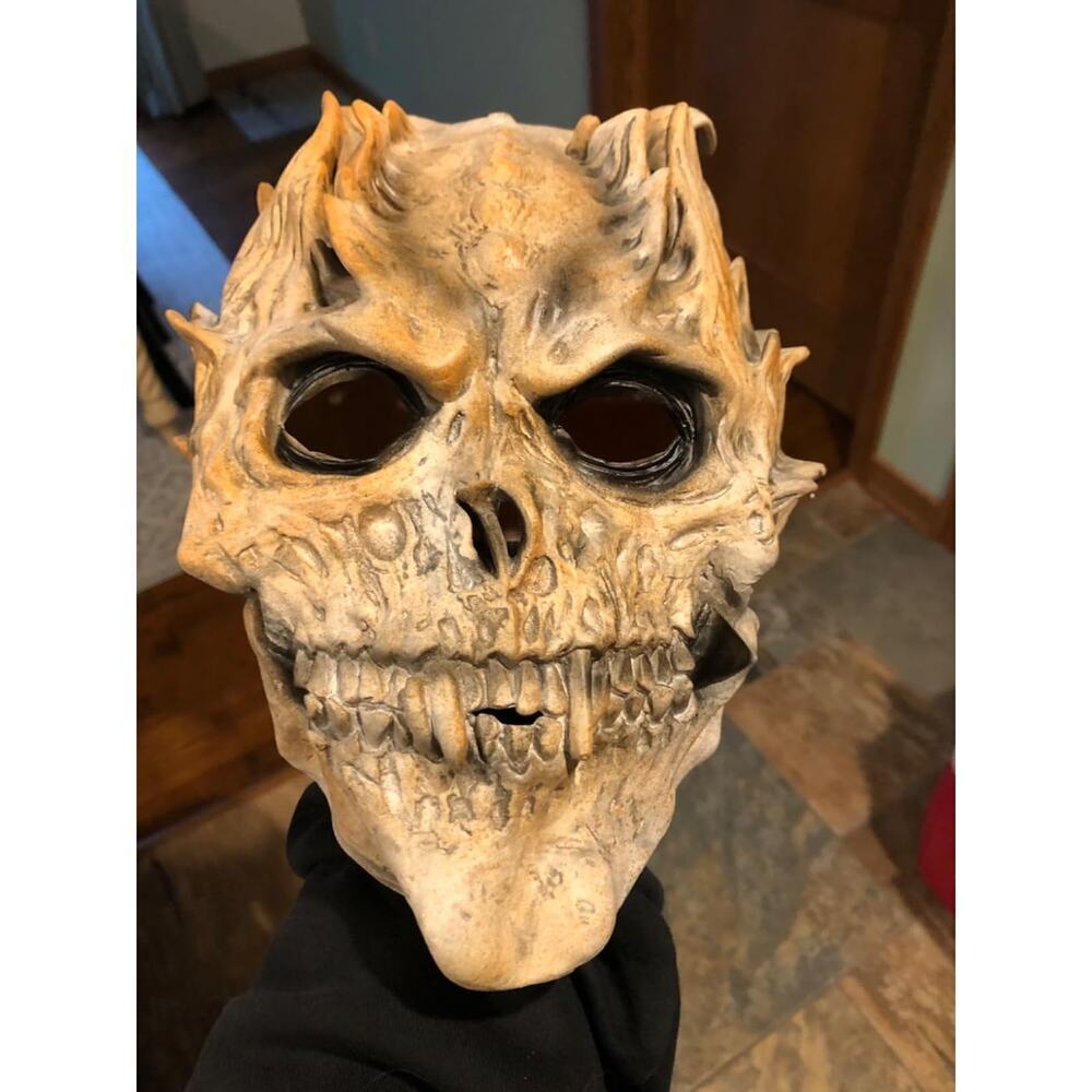 Full Head Skull Mask Deluxe Latex Skeleton Helmet for Men Women Cosplay Party